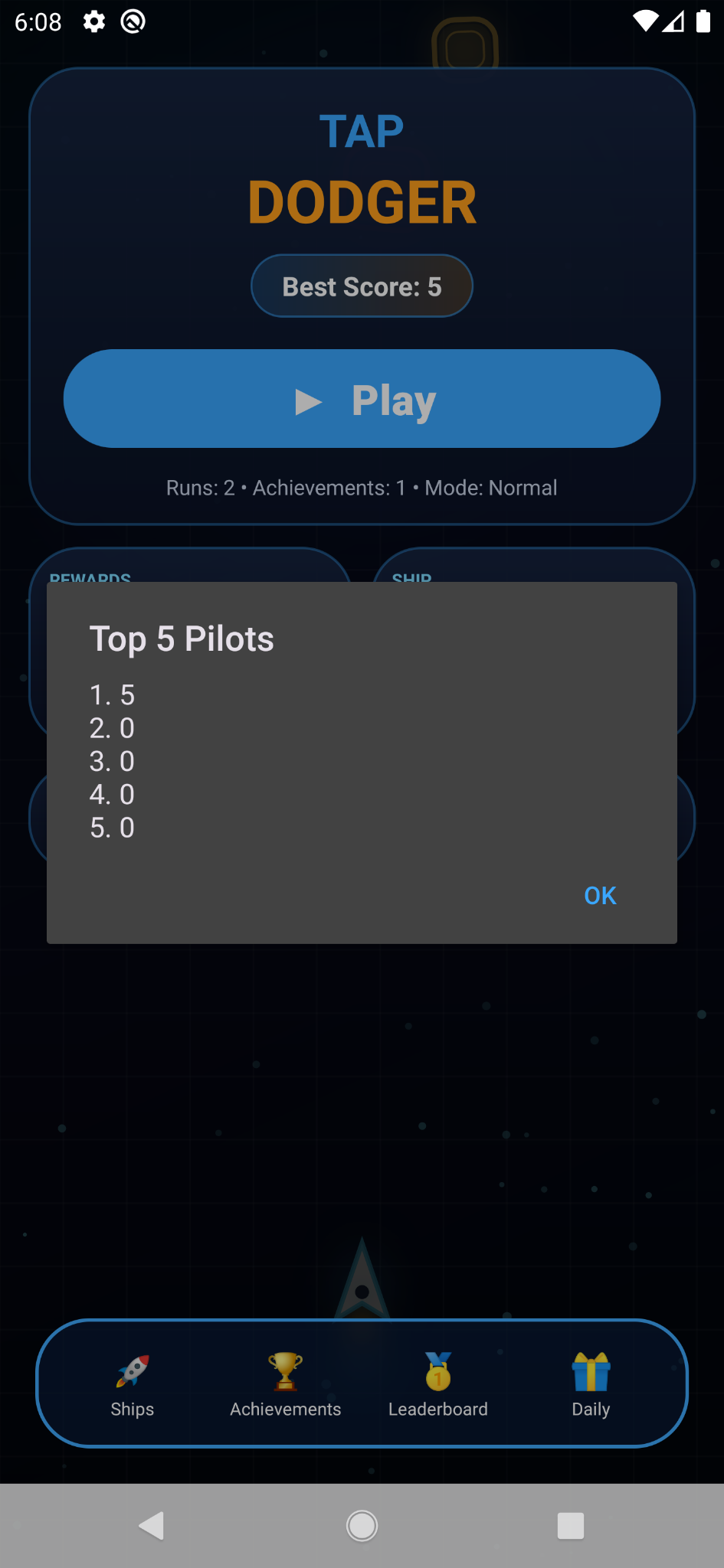 Tap Dodger leaderboard screenshot